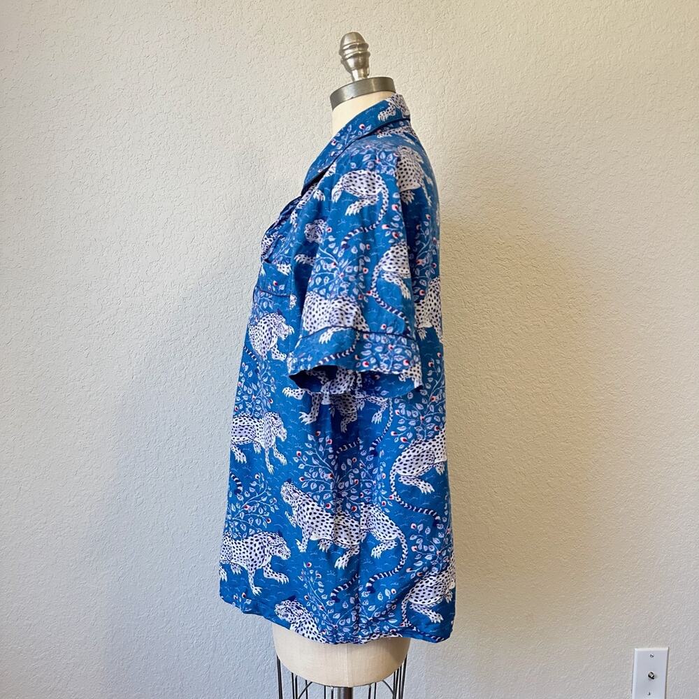 PRINT FRESH Bagheera Pajama Top Azure Blue Animal Print SS Sleep Shirt - Picture 5 of 9
